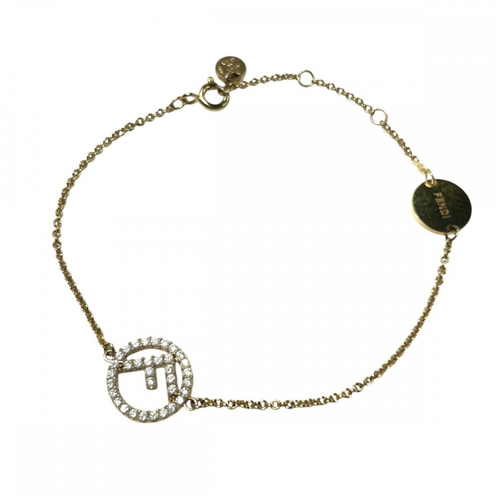 FENDI Gold Zircon Charm Bracelet